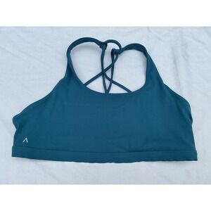 Acta Wear Sports Bra Women Large Teal Blue Excellent Strappy Crisscross Back